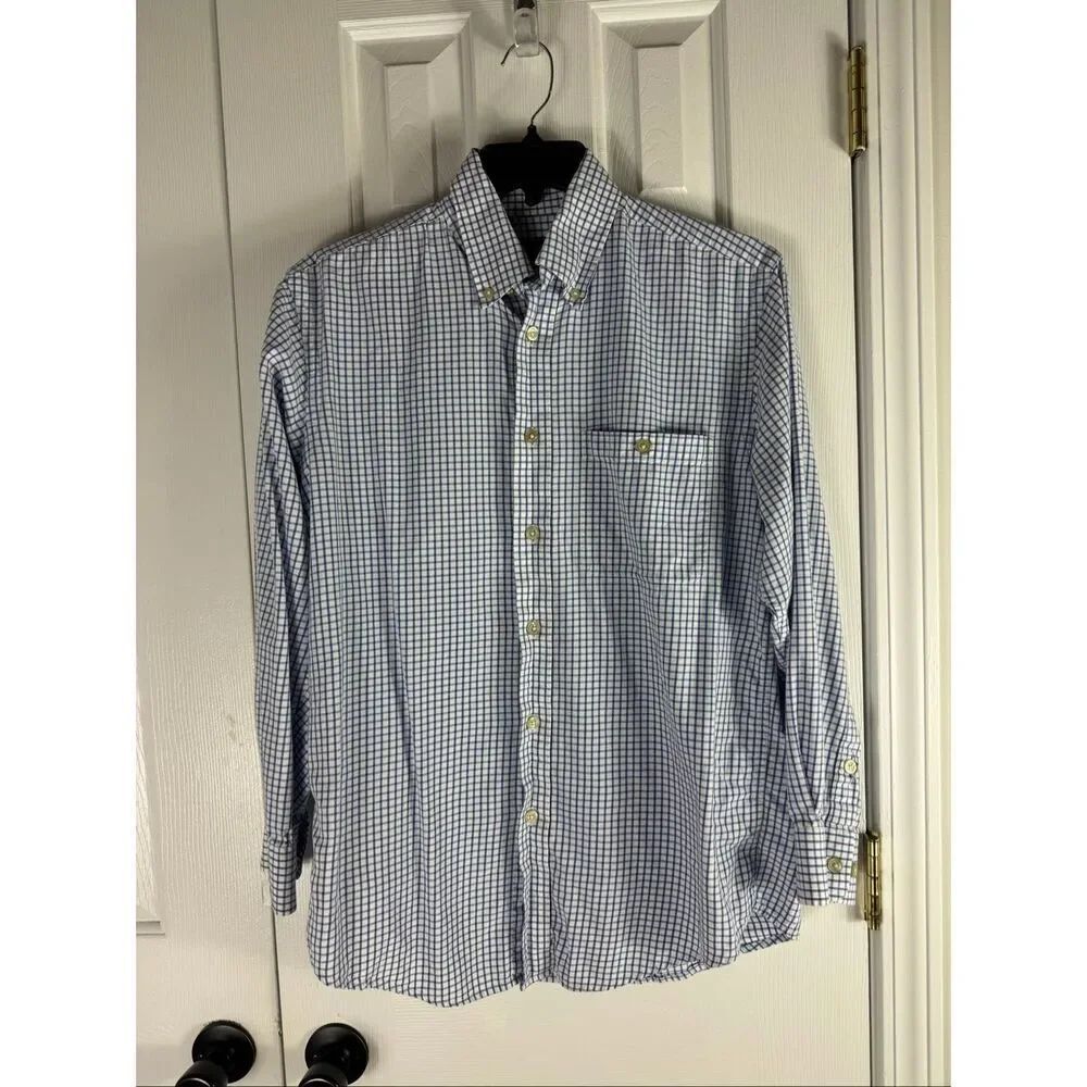 Orvis Mens Blue and White Button Front Shirt Size M